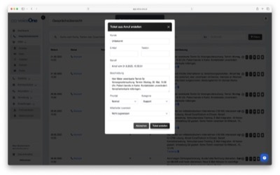 Transcript in Ticket umwandeln